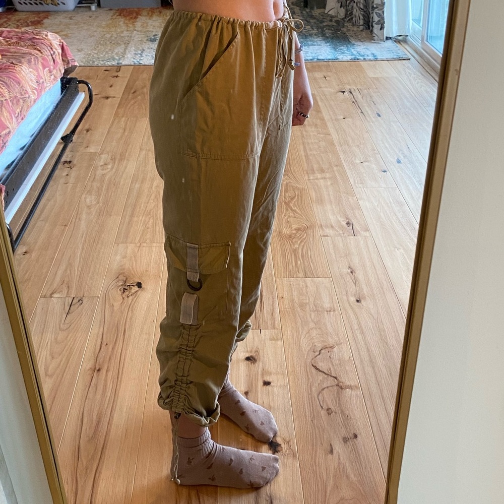 Beige drawstring pants
